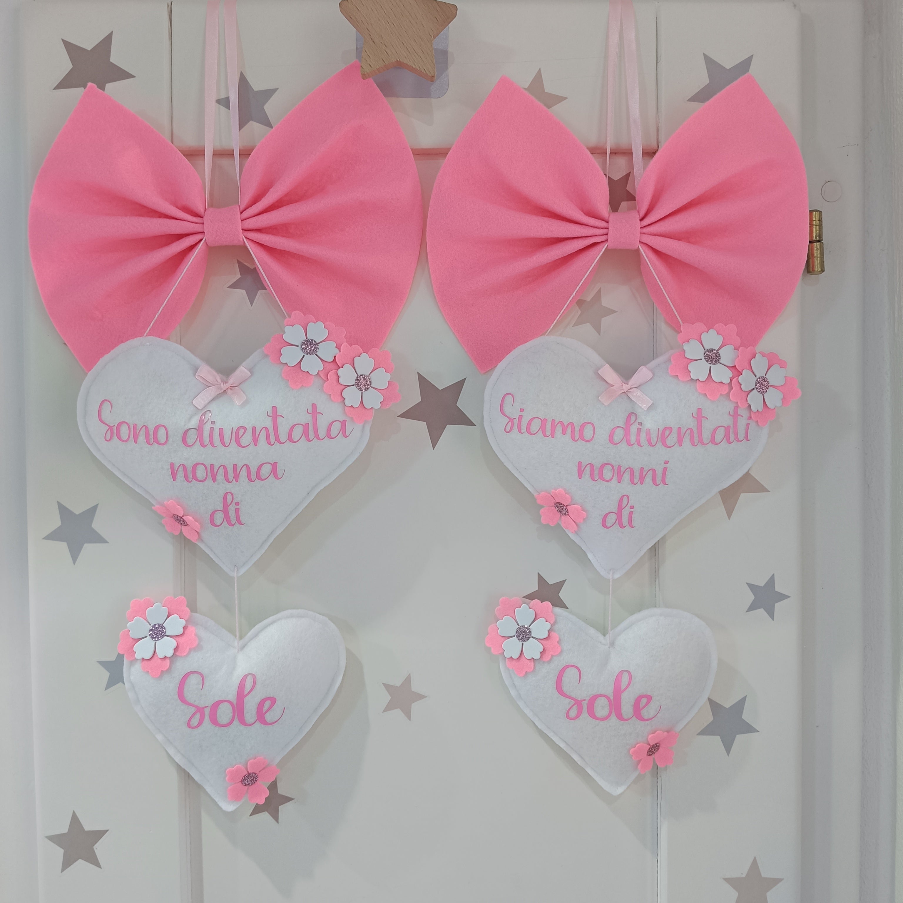 Fiocco Due Cuori Rosa