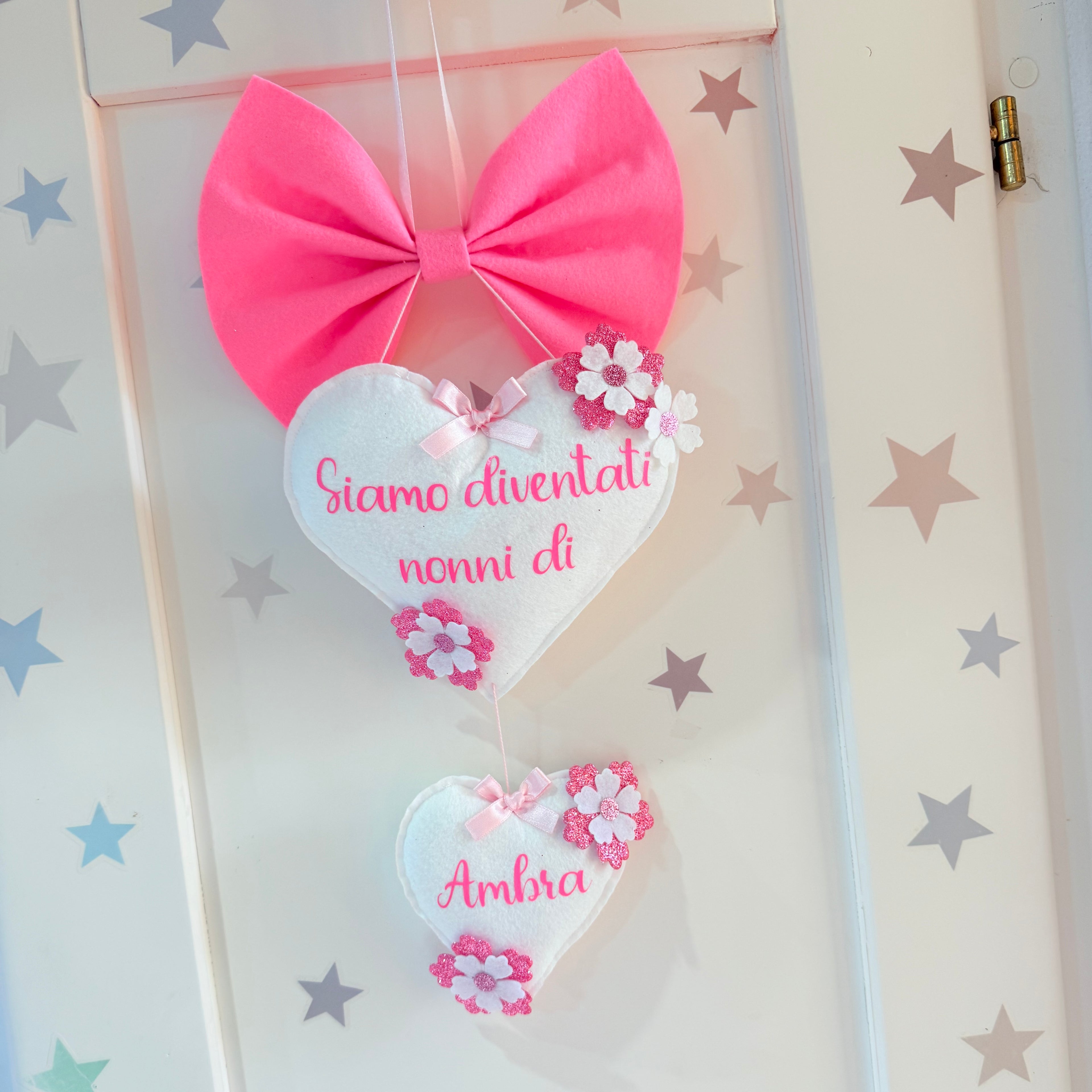 Fiocco Due Cuori Rosa