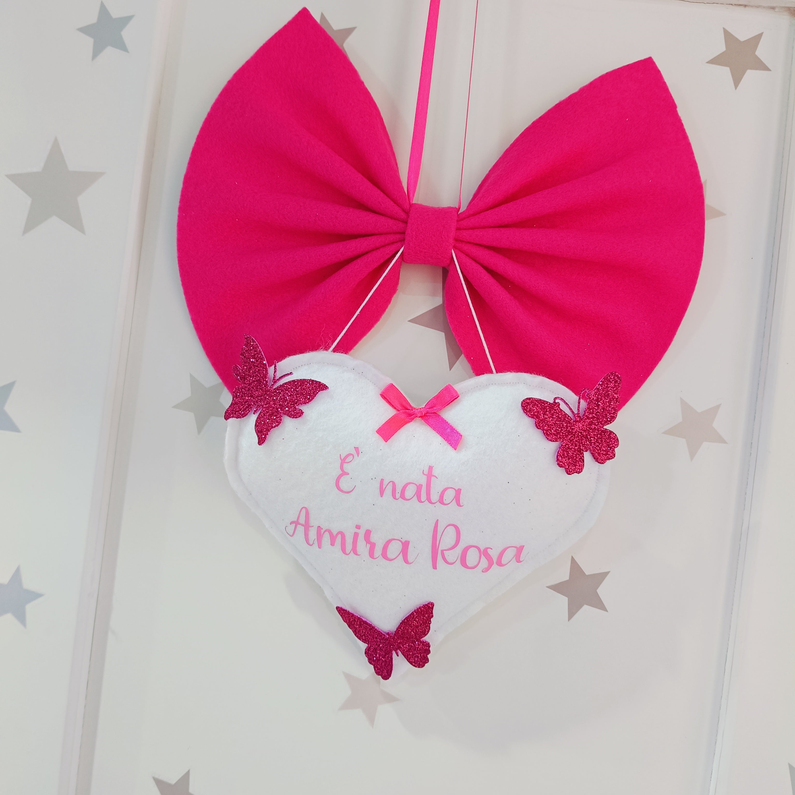 Fiocco Un Cuore Fuxia